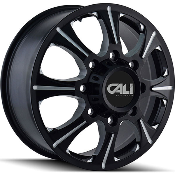 Cali Offroad Brutal Dually 9105 Satin Black with Milled Spokes Front