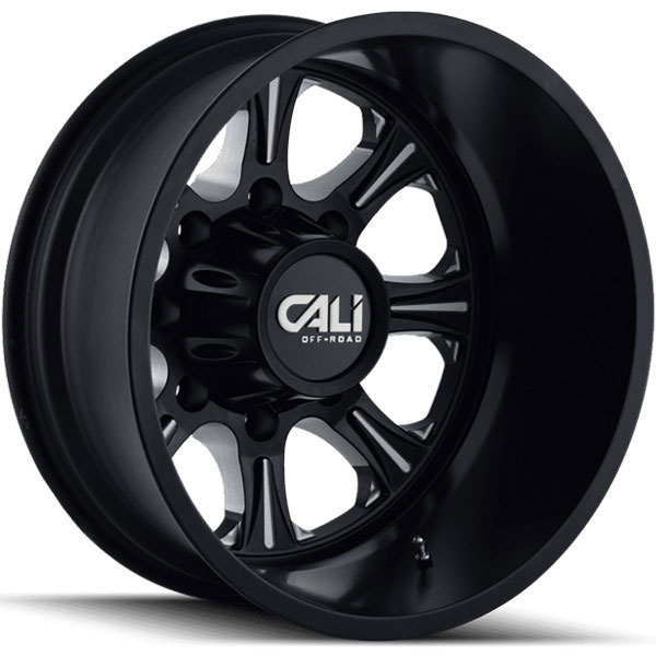 Cali Offroad Brutal Dually 9105 Satin Black with Milled Spokes Rear