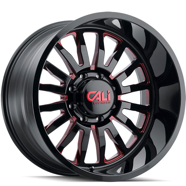 Cali Offroad Summit 9110 Gloss Black with Red Milled Spokes