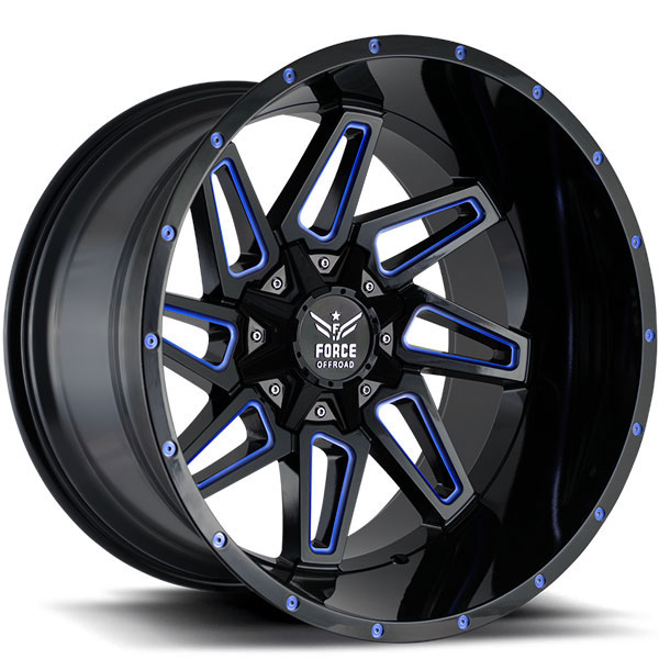 Force Off-Road F02 Black with Blue Milled Spokes