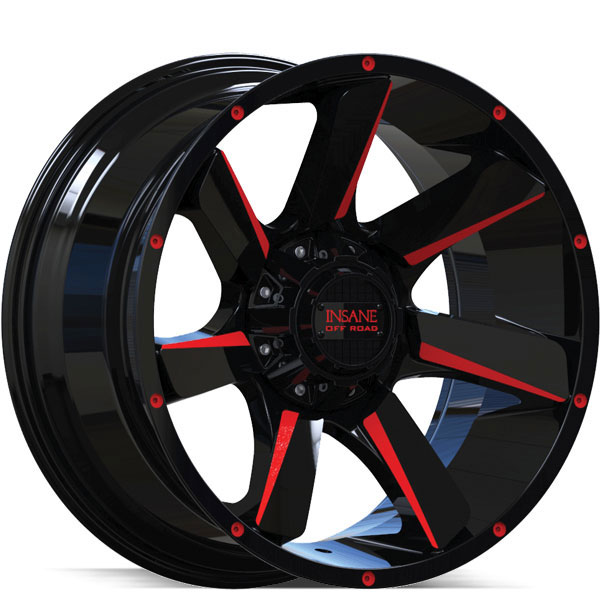 Insane Off-Road IO-17 Gloss Black with Red Milled Spokes