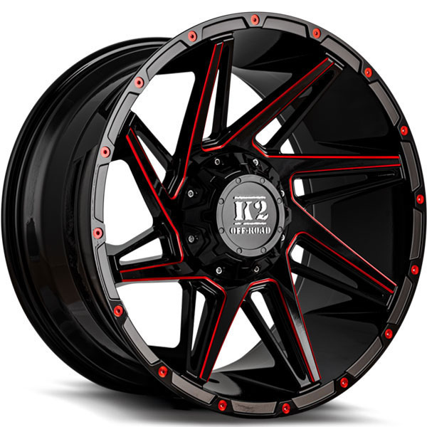 K2 OffRoad K09 Torque Gloss Black with Red Milled Spokes