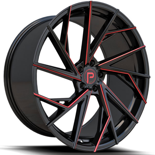 Pinnacle P316 Swank Gloss Black with Red Milled Spokes