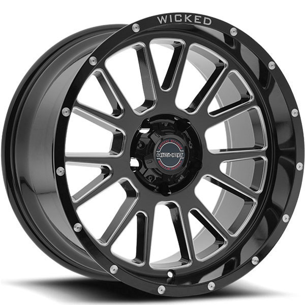 Wicked Offroad W907 Gloss Black with Milled Spokes