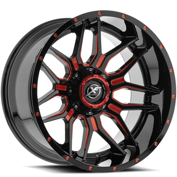 XF Off-Road XF-222 Gloss Black with Red Milled Spokes